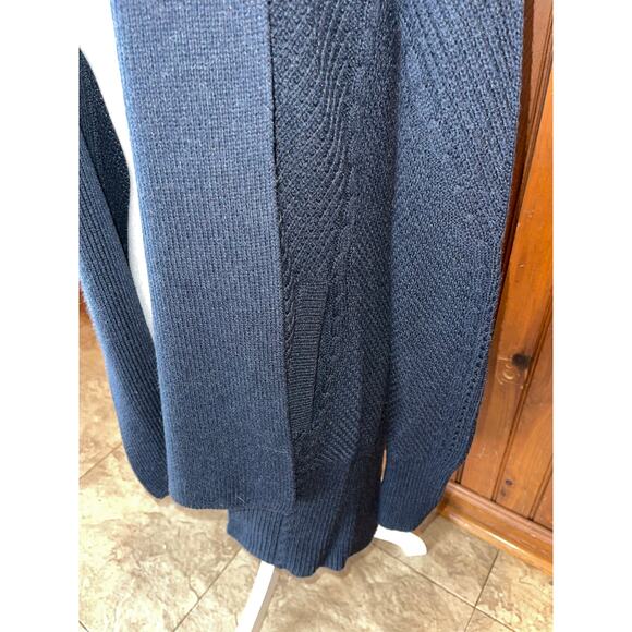 Womens Cabi Navy Blue Countryside Cable Knit Open Front Cardigan Sweater Size XS - Picture 3 of 10